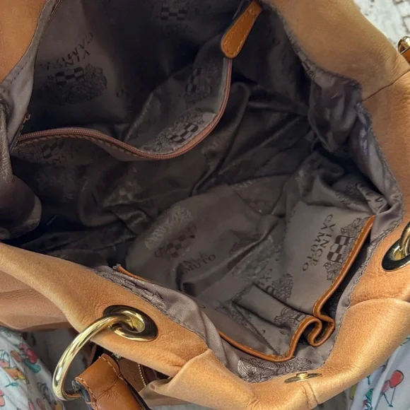 Vince Camuto Large Cris Camel Leather Hobo Satchel Crossbody Shoulder Bag - Picture 3 of 7